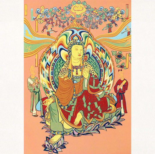 Kṣitigarbha Bodhisattva Woodblock Print | Symbolizing Protection and Compassion