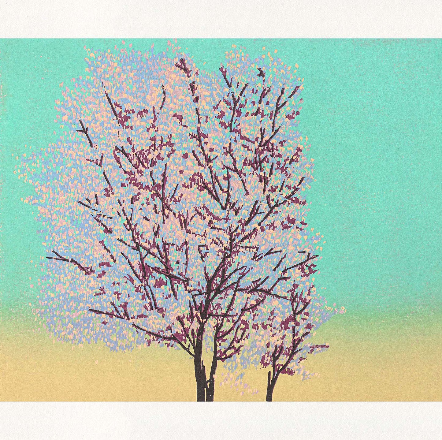 Spring Bloom Woodblock Print | Symbolizing Renewal and Natural Beauty