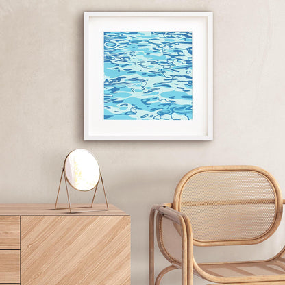 Vagues d'eau (I-III) Gravure sur bois moderne | Symbolisant la fluidité et le mouvement