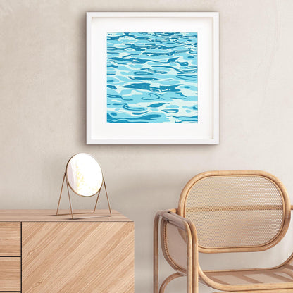 Vagues d'eau (I-III) Gravure sur bois moderne | Symbolisant la fluidité et le mouvement