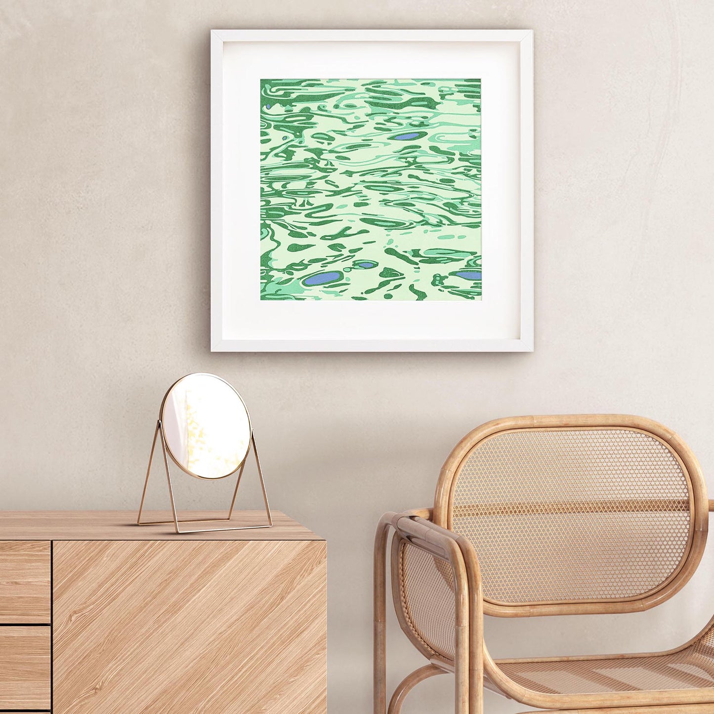 Vagues d'eau (I-III) Gravure sur bois moderne | Symbolisant la fluidité et le mouvement