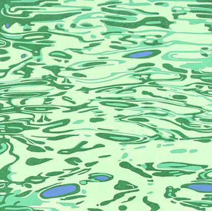 Vagues d'eau (I-III) Gravure sur bois moderne | Symbolisant la fluidité et le mouvement